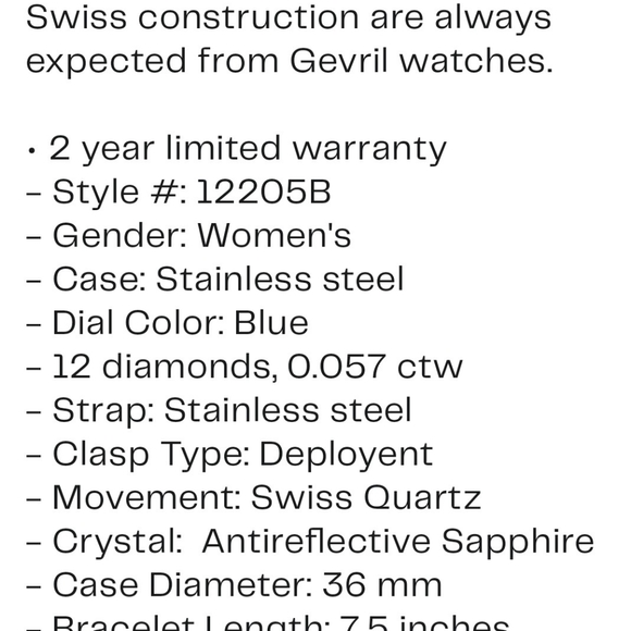 GV2 Woman's Rome Diamond & Silver Stainless Steal Watch - Picture 7 of 7